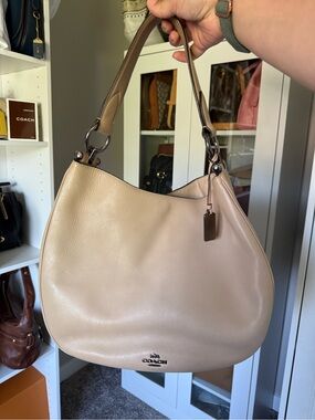 Coach 2016 Nomad style 36026 Leather Shoulder Hobo in Beige